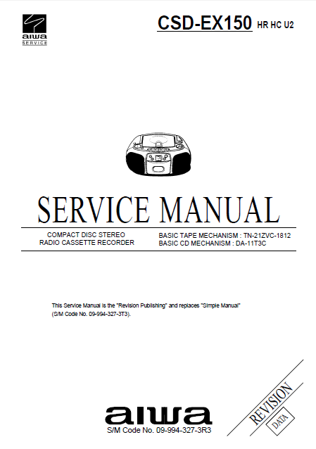 AIWA CSD-EX150 Revision Compact Disc Recorder Service Manual