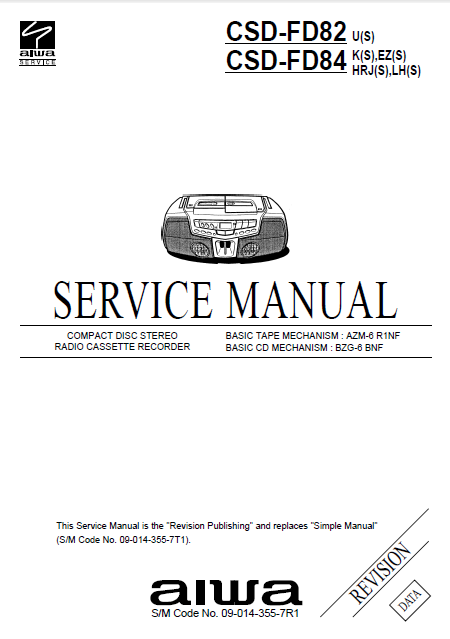 AIWA CSD-FD82 Revision Compact Disc Recorder Service Manual