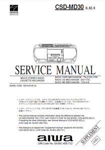 AIWA CSD-MD30 Supplement Compact Disc Recorder Service Manual