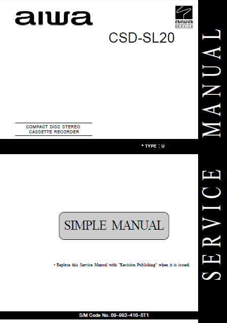 AIWA CSD-SL20U Simple Compact Disc Recorder Service Manual