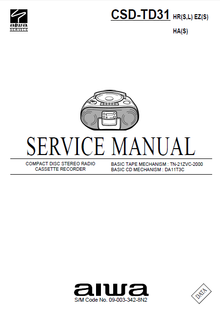 AIWA CSD-TD31HR Compact Disc Recorder Service Manual