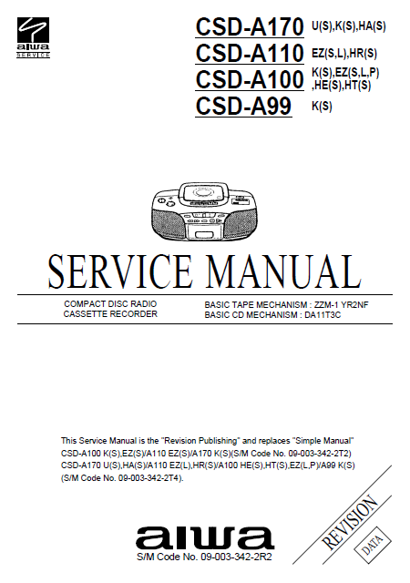 AIWA CSD-A170 Revision Compact Disc Service Manual