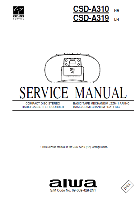 AIWA CSD-A310HA Compact Disc Service Manual