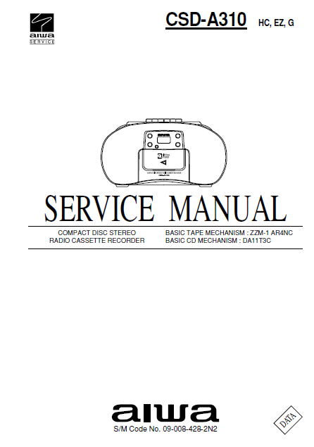 AIWA CSD-a310 HC-EZ-G Compact Disc Service Manual
