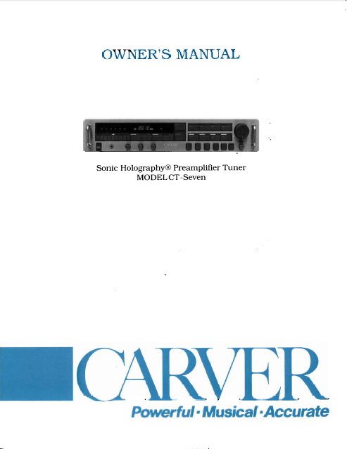CARVER CT-Seven Preamplifier Tuner Owner's Manual