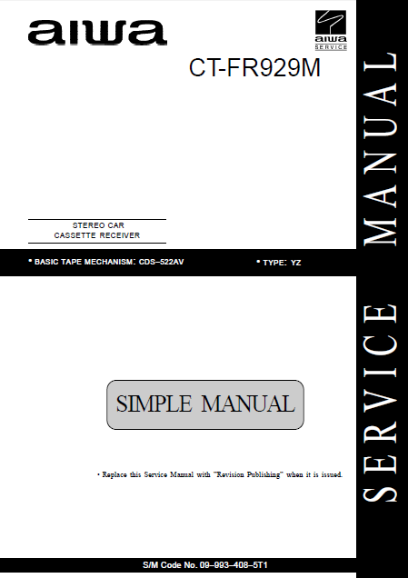 AIWA CT-FR929M Simple Stereo Car Receiver Service Manual