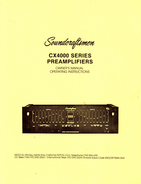 AIWA Soundcraftsman CX4000 Series Preamplifiers Owner's Manual