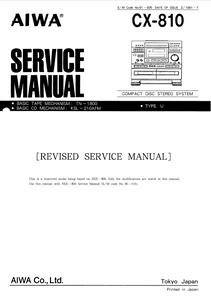 AIWA CX-810U Revised Compact Disc Service Manual