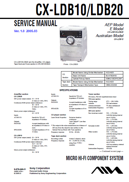 AIWA CX-LDB10 Ver.1.0 Micro Hi-Fi Component Service Manual