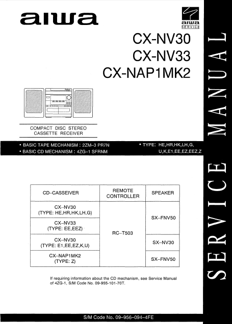AIWA CX-NV30 Compact Disc Receiver Service Manual