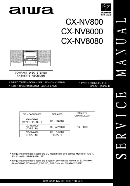 AIWA CX-NV800 Compact Disc Receiver Service Manual