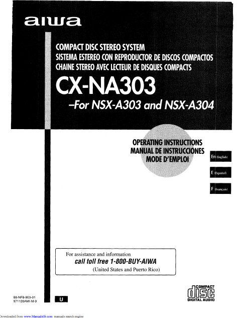 AIWA CXNA-303 Compact Disc Stereo System Operating Manual