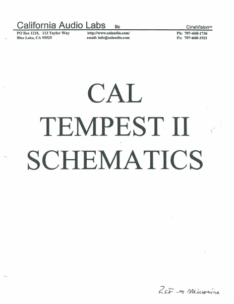 Audio TO Clearcom CAL Tempest II Schematics