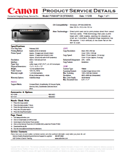 Audio TO Clearcom-Canon mp130_[ET] Service Manual