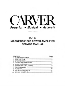 CARVER M-1.0t Power Amplifier Service Manual
