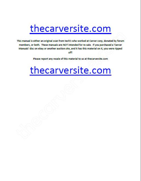 CARVER Model M-400A Technical Service Manual