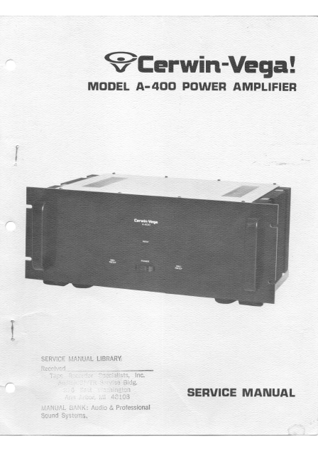 Audio TO Clearcom-Cerwin-Vega-A-400-pwr-sm Service Manual