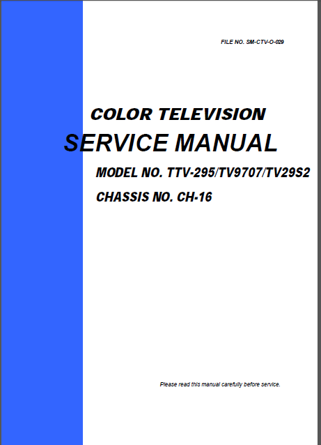 APEX TTV295 Color Television Service Manual