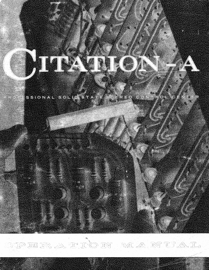 Harman Kardon Citation-A Operation Manual
