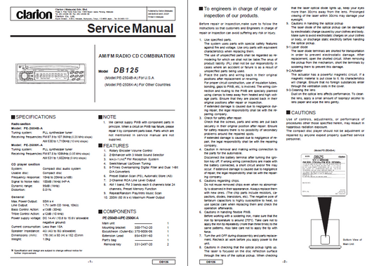 Audio TO Clearcom-Clarion_DB125 Service Manual