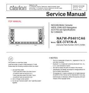 Audio TO Clearcom-Clarion_NA7W-P8401CA6_QX-3741N-A Service Manual