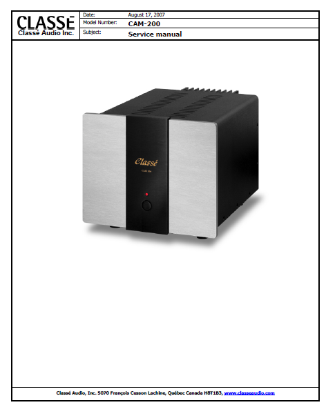 Audio TO Clearcom-Classe_Audio_CAM-200_Audio_PA1997_SM_[ET] Service Manual