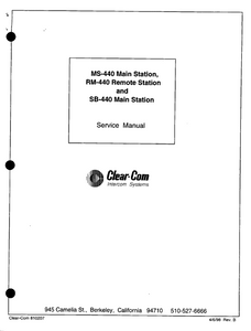 Audio TO Clearcom-Clear Comm MS RM SB 440 CLEAR COM Service Manual