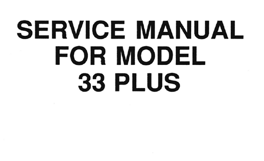 Cobra 33 PLUS Service Manual