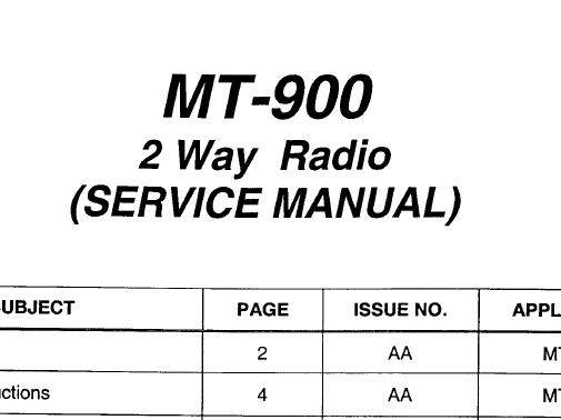 Cobra MT-900 Service Manual