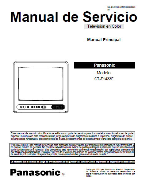 AIWA CT-Z1422F Panasonic TV  Principal Manual