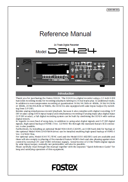 FOSTEX Model D2424 Refernce Manual