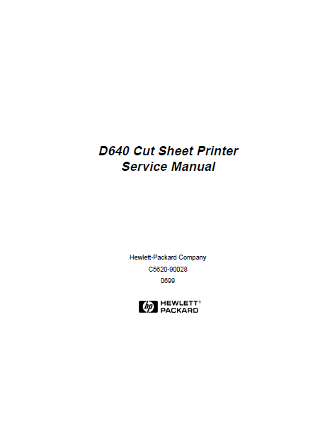 Hewlett Packard D640 Cut Sheet Printer Service Manual