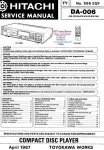 HITACHI DA-006 Compact Disc Player Service Manual