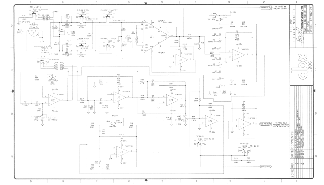 DBX 1086 Preamp Schematics