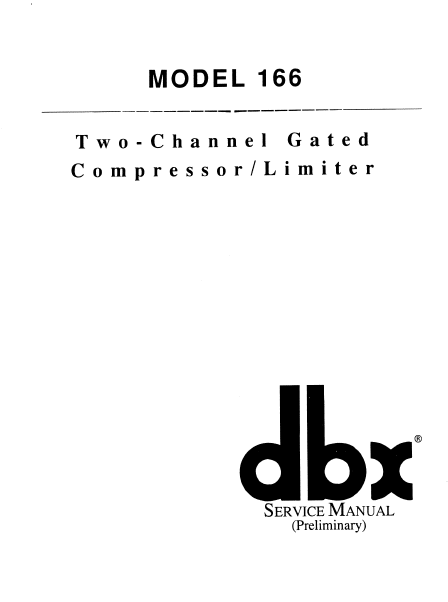 DBX 166 CH2 Gated Compressor Service Manual