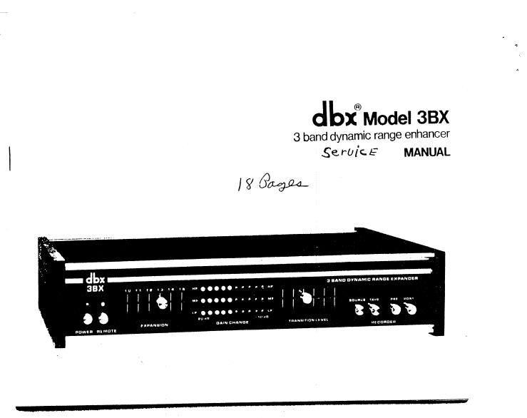 DBX 3BX Band3 Range Enhancer Service Manual