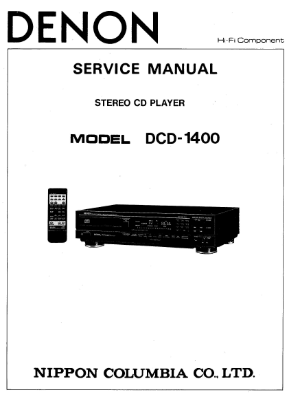 DENON DCD-1400 Stereo CD Player Service Manual