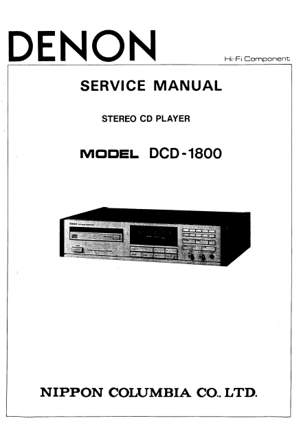 DENON DCD-1800 Stereo CD Player Service Manual