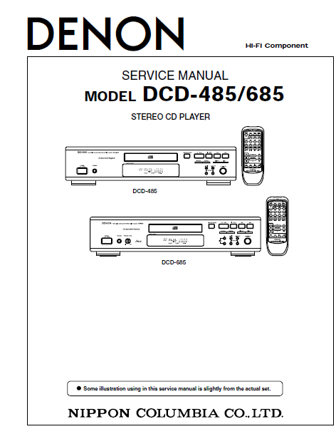 DENON DCD 485-685 Stereo CD Player Service Manual