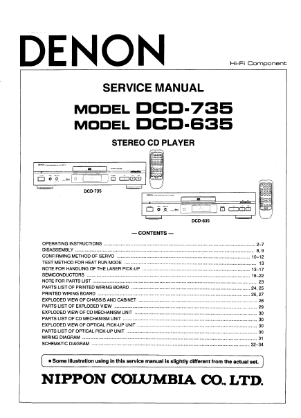 DENON DCD 635-735 CD Player Service Manual