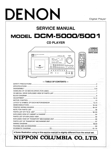 DENON DCM5000-5001 CD Player Service Manual