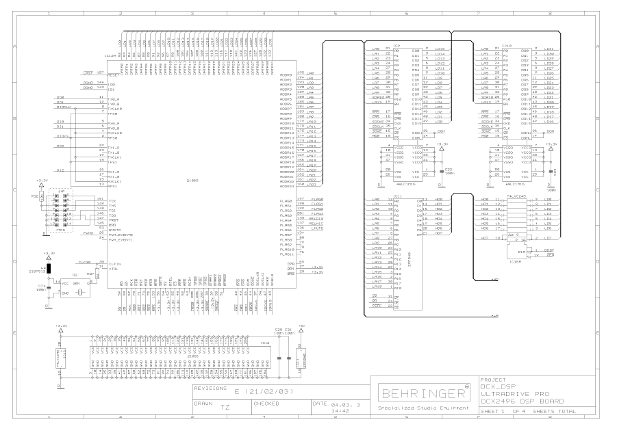 BEHRINGER Ultradrive Pro DCX2496 DSP Board rev E Schematics