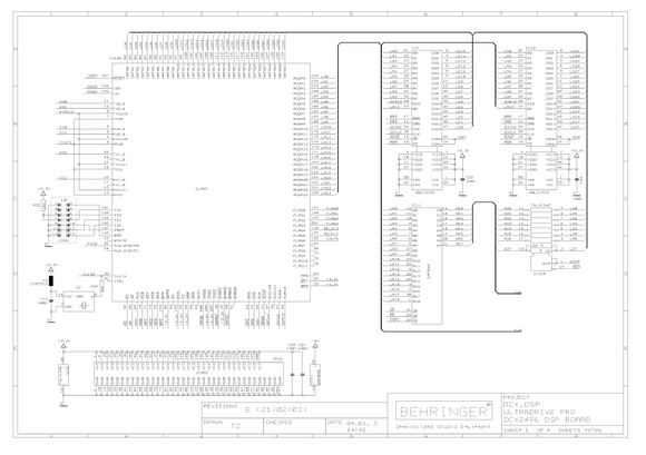 BEHRINGER Ultradrive Pro DCX2496 DSP Board rev E Schematics