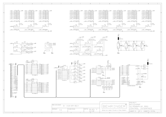 BEHRINGER DCX2496 Ultradrive Pro Control Interface rev D Schematics