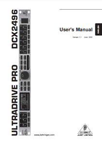 BEHRINGER Ultradrive Pro DCX2496 User's Manual