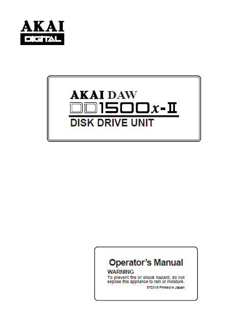 AKAI DD-1500x-II Disk Drive Unit Operator's Manual