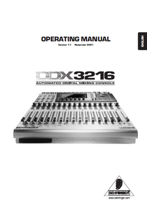 BEHRINGER DDX3216 Automated digital Mixing Console Operating Manual