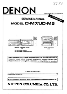 DENON D-M7 UD-M5 Supplement Stereo Component Owner's Manual