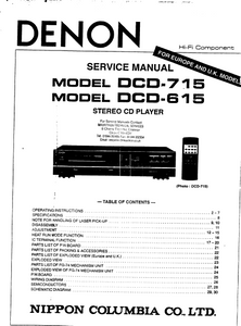 DENON DCD 615-715 CD Player Service Manual