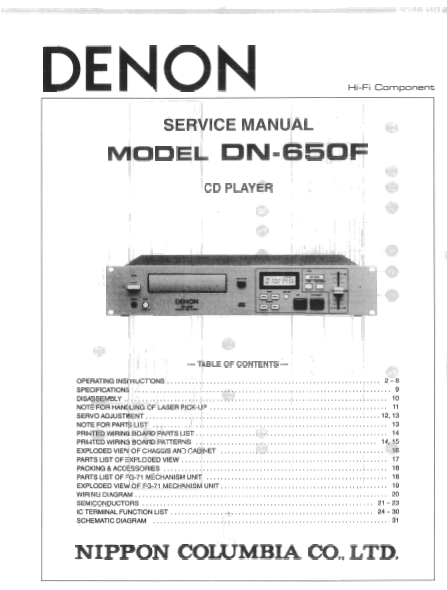 DENON DN-650F CD Player Service Manual